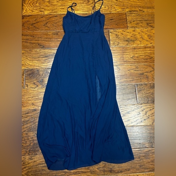 Birdy grey navy blue side slit maxi dress - Picture 1 of 4